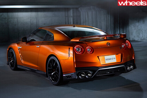 Orange -Nissan -GT-R-rear -side