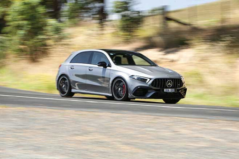 The A45 uses launch control to hit 100km/h in 3.9sec