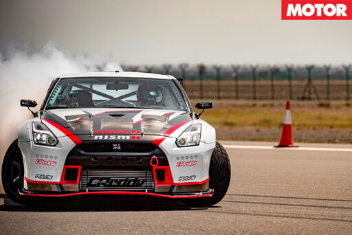 Nissan GT-R drifting fast front