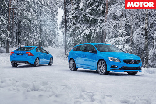 Volvos in the snow