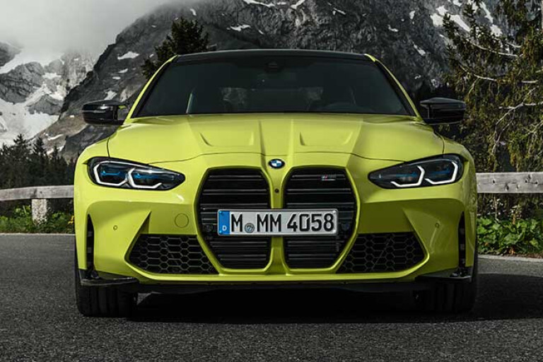 Controversial grille of the 2021 BMW G82 M4 Competition.