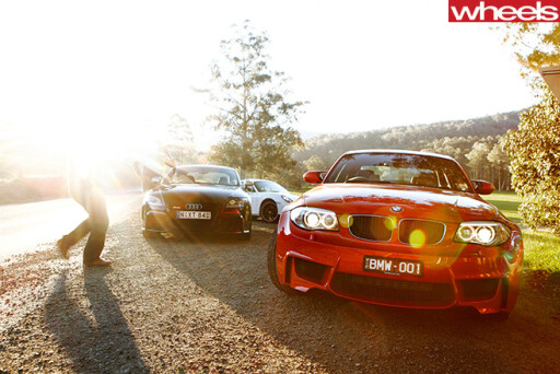 BMW-1M-vs -Audi -TT-RS-vs -Porsche -Cayman -sunlight