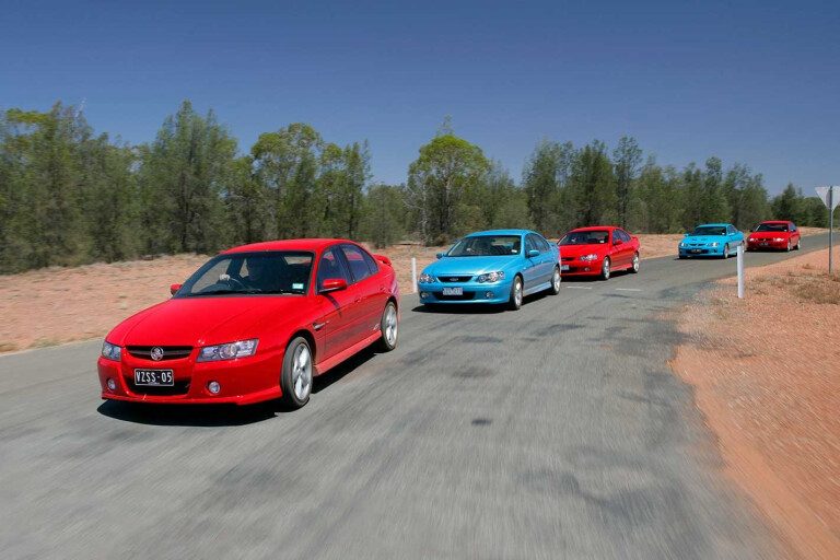 All Aussie Showdown 2005 Holden Commodore SS vs Monaro CV8 vs Commodore SV8 vs Ford Falcon XR6 Turbo vs Falcon XR8
