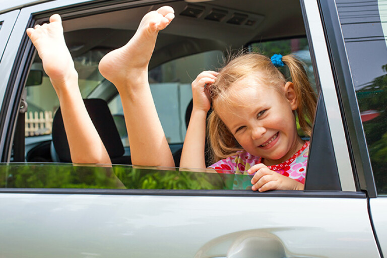 Children in back seat of car