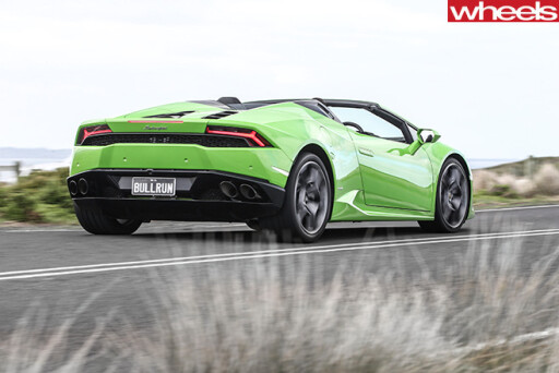 Lamborghini -Huracan -Spyder -driving -rear -side
