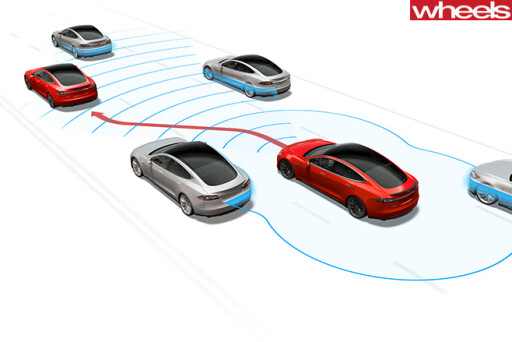 Tesla -Model -S-driving -traffic
