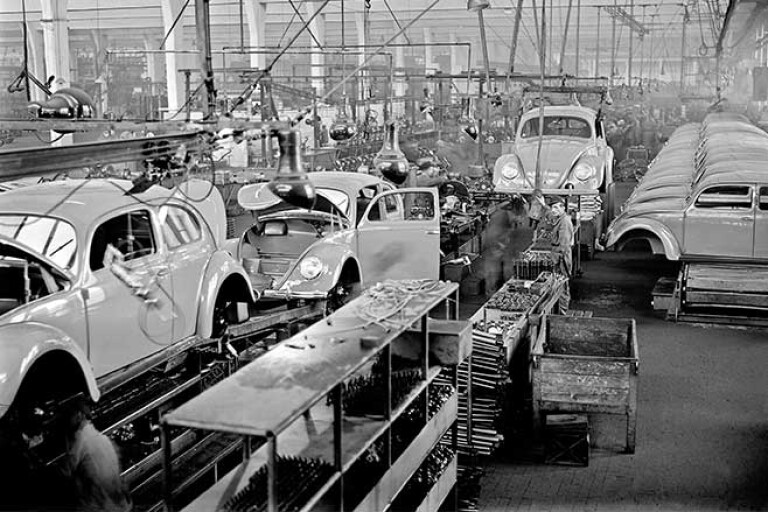 Volkswagen Beetle production line in the UK.