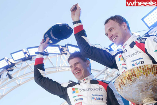 Jari -Matt -Latvala -celebrating -on -WRC-podium