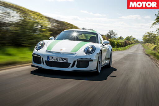 Porsche 911 R driving fast