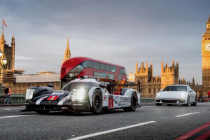 Mark Webber Porsche Le Mans racer  London