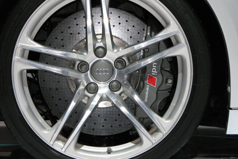 Audi R8 wheel, brake rotor and caliper