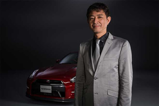 Nissan chief product specialist Hiroshi Tamura with Nissan R35 GT-R.
