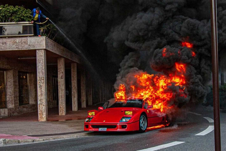 Ferrari F40 Monaco fire