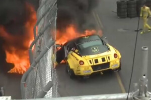 Formula Drift Ferrari 599 catches fire