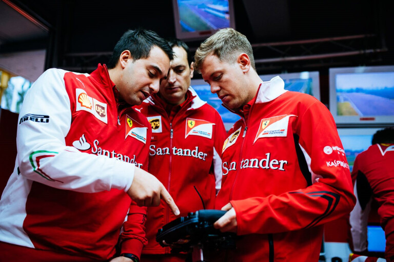 Sebastian Vettel arrives at Ferrari
