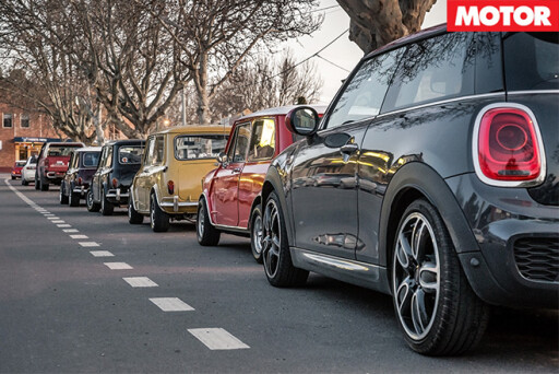 Mini cars lined up
