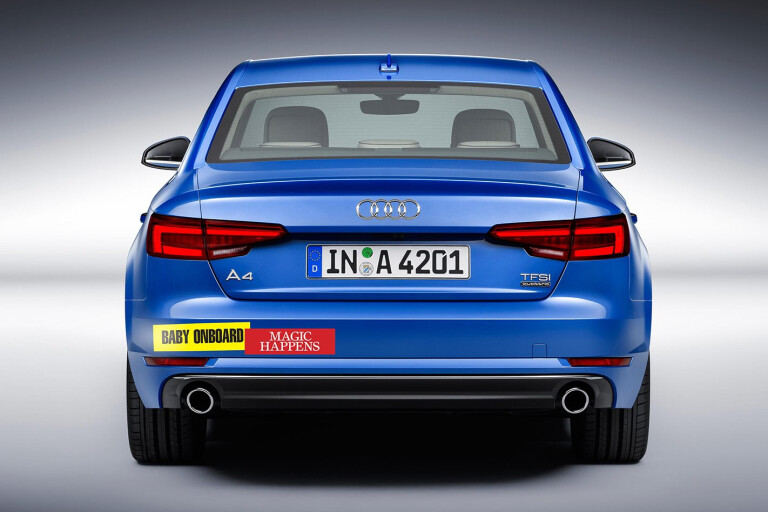 Audi A4 with bumper stickers