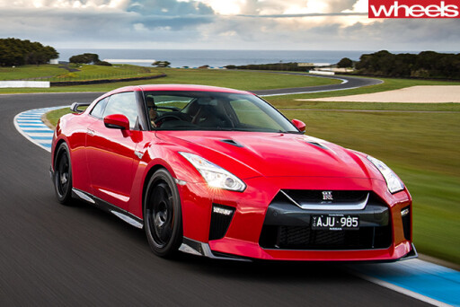 Nismo -GT-R-driving -around -track -front
