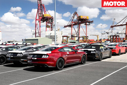 Ford mustangs arrive in aus parked