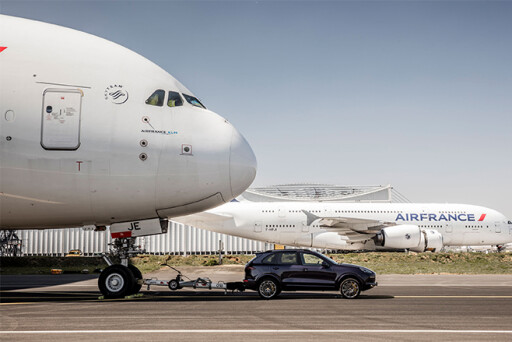 Porsche cayenne s diesel towing airbus A380 record