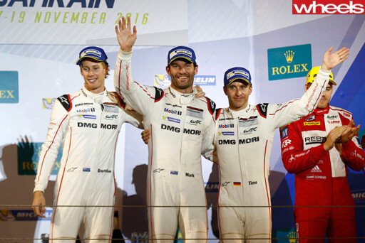 Porsche -WEC-drivers -on -podium