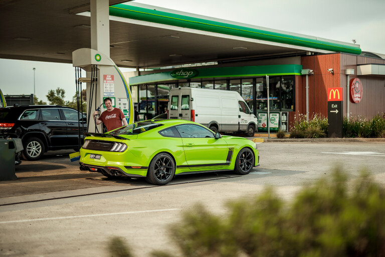filling up the Ford Mustang R-Spec