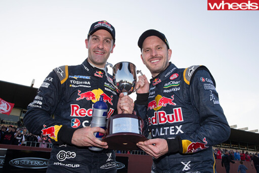 Dumbrell -Whincup -celebrate -win -V8-Supercars