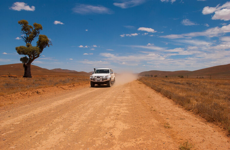 driving on empty roads Yunta to Hawker, SA