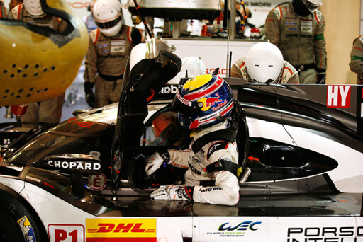 Mark Webber in Porsche race car