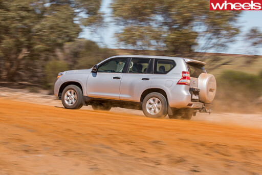 Toyota -Prado -driving -on -clay -rear -side