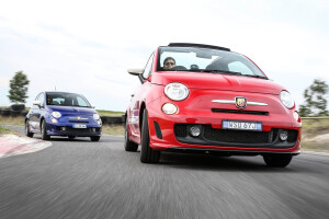 Red And Blue Fiat Abarth 595 Driving Side Top Jpg