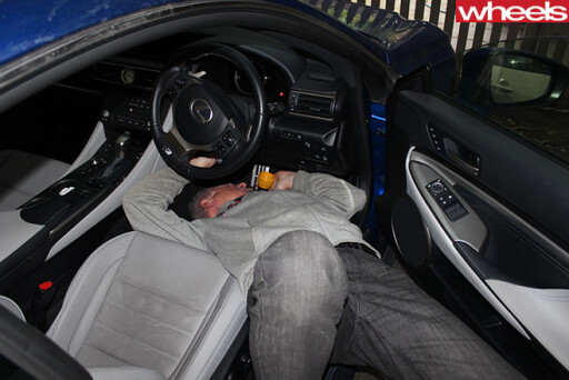 Lexus -RC200t -interior -David -Hassall -trying -to -find -PCS-button