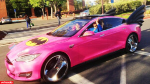 Google founder's pink Batmobile, Sergey Brin, Tesla Model S