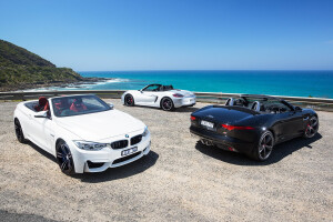 BMW M4 Convertible vs Jaguar F-Type V6 S vs Porsche Boxster GTS