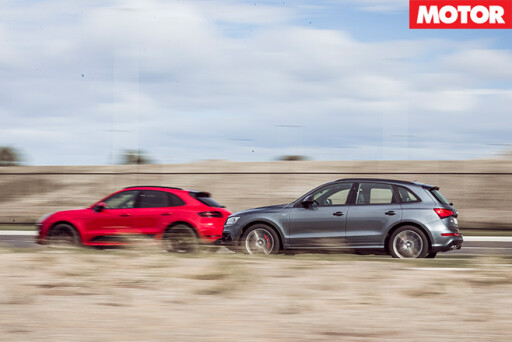 Audi SQ5 Plus vs Porsche Macan GTS side