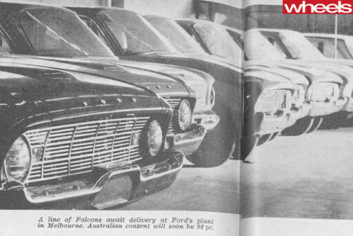 1960-Ford -Falcon -XK-lined -up -at -Ford -plant -Melbourne