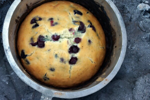 Recipe: Giant blueberry camp oven muffin
