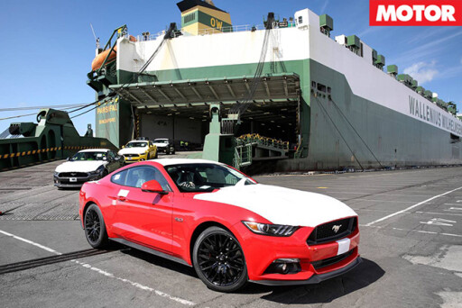 Mustang off the ship