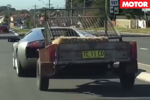 Lamborghini Murcielago caught towing trailer