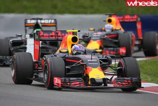 Red -Bull -F1-car -driving -front -side