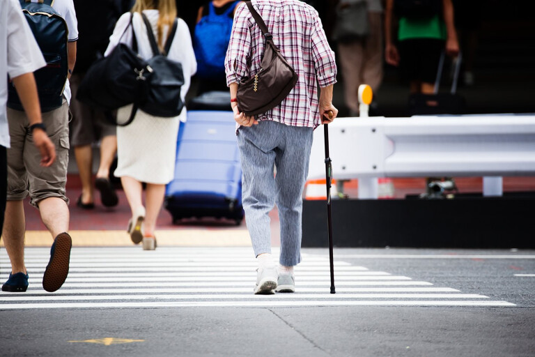 Older people crossing the road