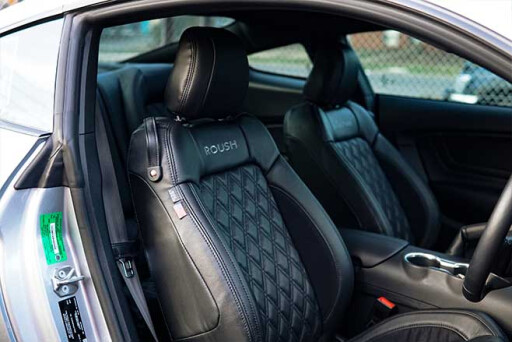 Quilted leather car seats.