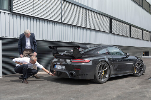 Owen Braun inspecting the 2018 Porsche 911 GT2 RS