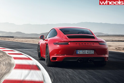 Porsche -911-GTS-driving -rear