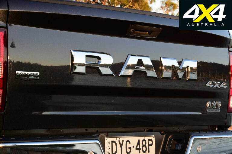 2019 RAM 1500 Laramie Tailgate Raised Chrome Badging Jpg