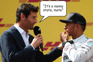 Mark Webber with Lewis Hamilton