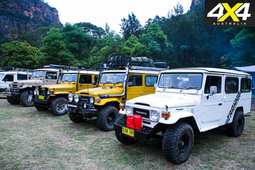 Toyota troopcarriers lined up