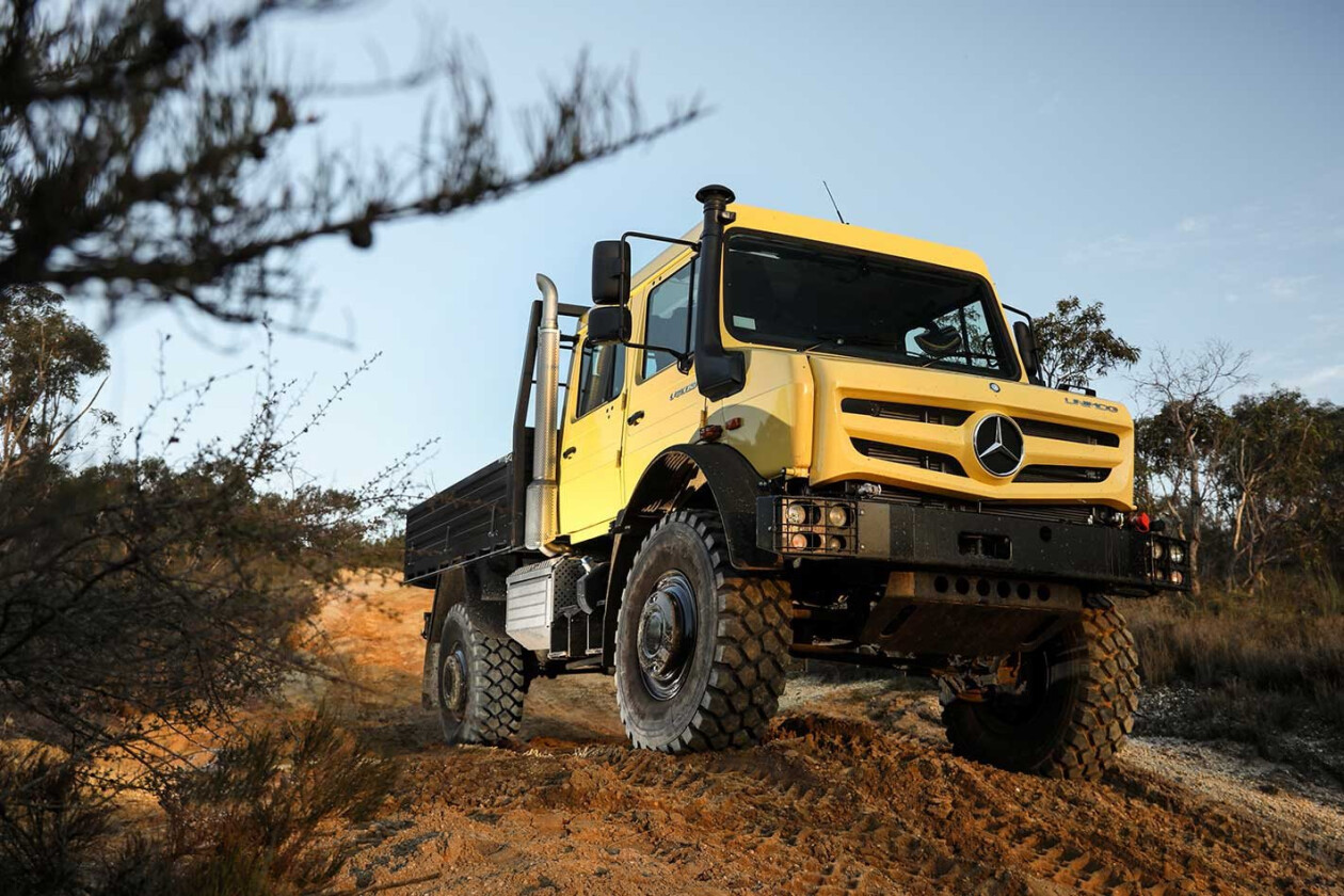 Mercedes-Benz Unimog U5023 driven off-road, to find out if the Unimog the u...