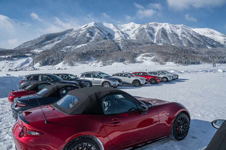 Mazda CX-5 snow mountains