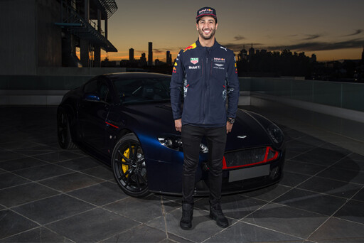 Daniel Ricciardo with Aston Martin Vantage S